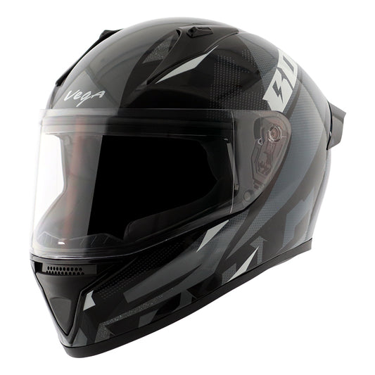 Vega Bolt Macho Black Grey Helmet - bikerstore.in