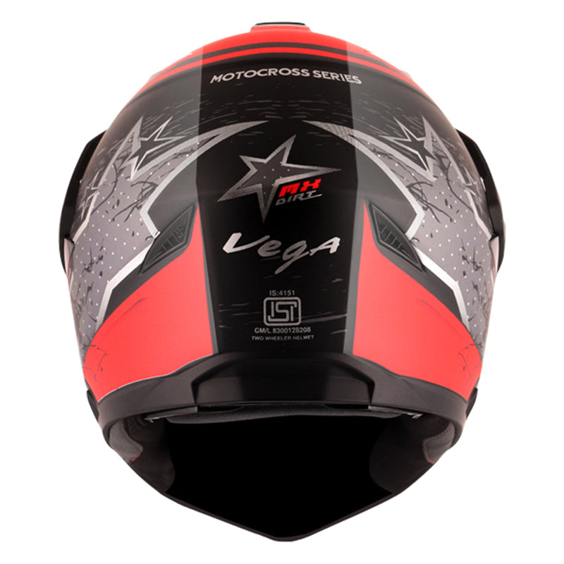 Vega Mount D/V MX Dirt Black Red Helmet - bikerstore.in