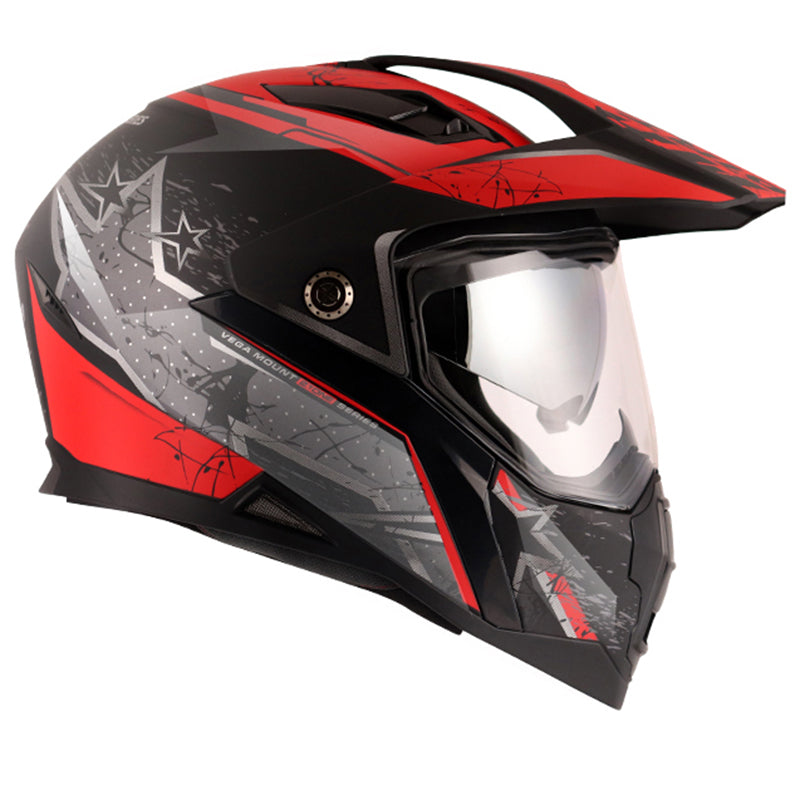 Vega Mount D/V MX Dirt Black Red Helmet - bikerstore.in