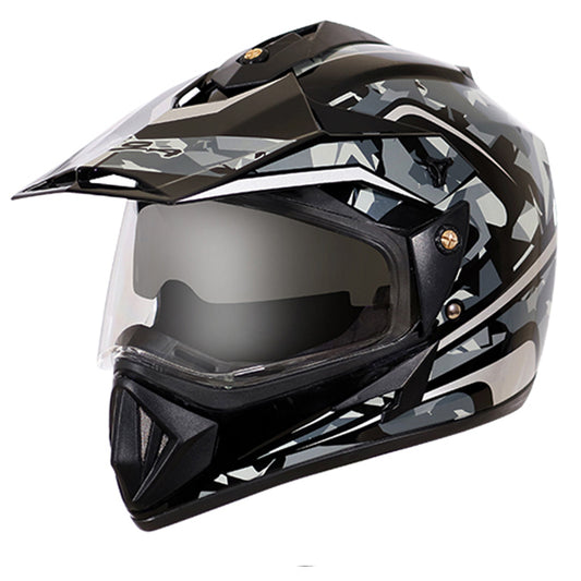 Vega Off Road D/V Camo Dull Black Silver Helmet - bikerstore.in
