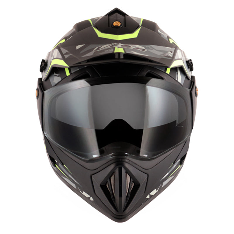 Vega Off Road D/V Camo Dull Black Yellow Helmet - bikerstore.in