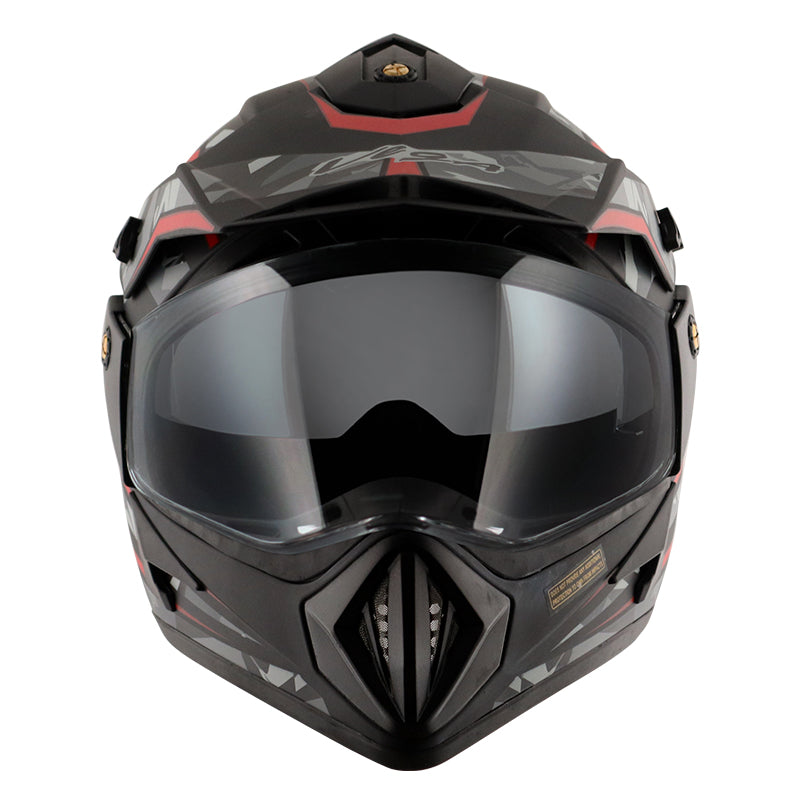 Vega Off Road D/V Camo Dull Black Red Helmet - bikerstore.in