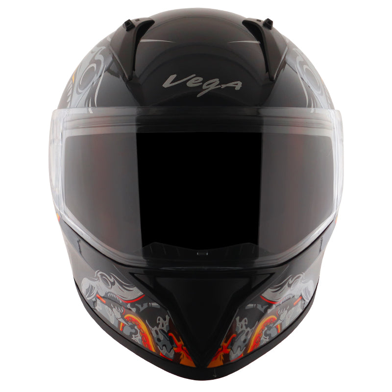 Vega Bolt Octopus Black Orange Helmet - bikerstore.in