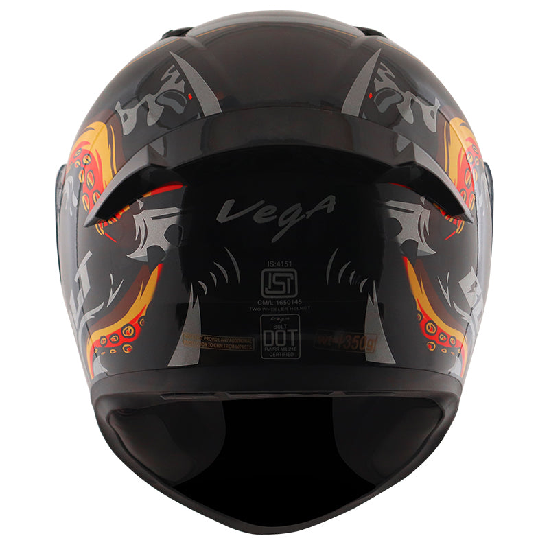 Vega Bolt Octopus Black Orange Helmet - bikerstore.in