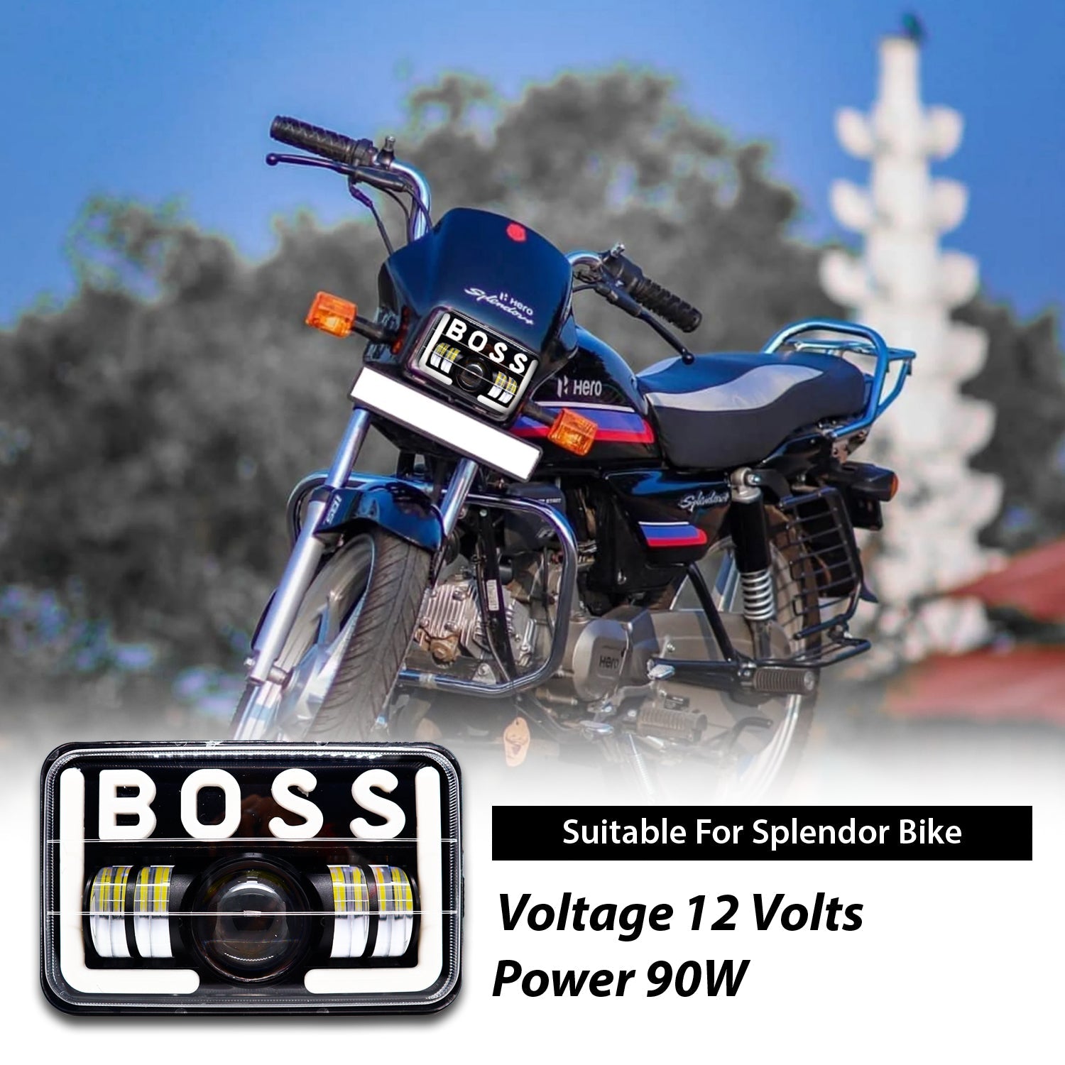 Low Beam Led Headlight For Splendor Plus Splendor BOSS DRL LED