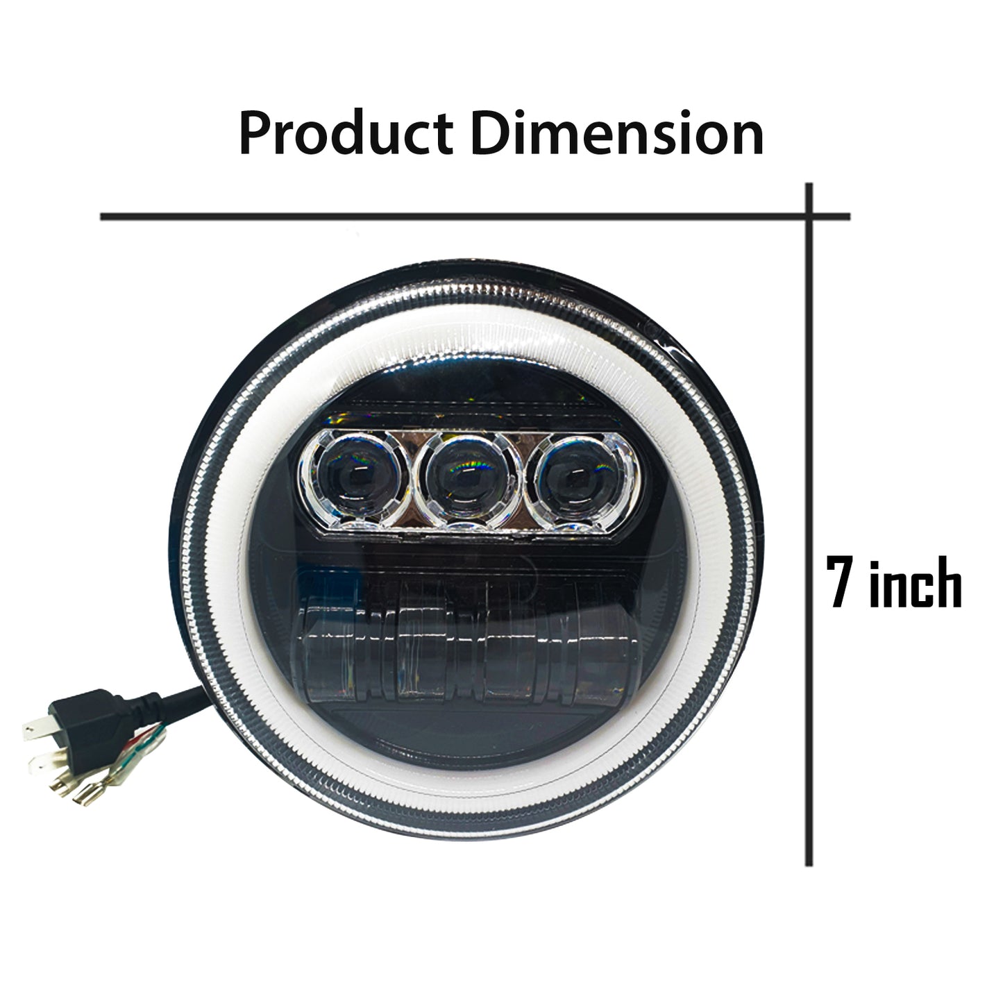7 Inch New Round LED Headligh Fits in Jawa with High Beam, Low Beam (12V-80V 75W) - bikerstore.in