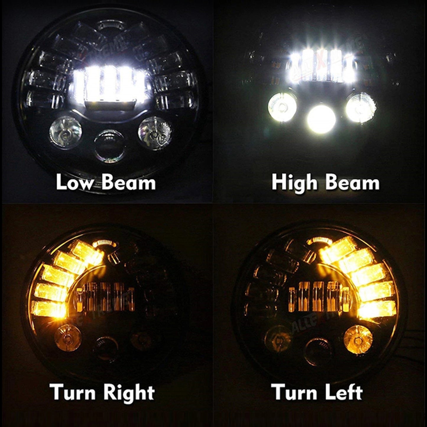 7 Inch Round Headlight with Turn Signal Indicator & Hi/Low Beam for Bullet, Mahindra Thar - bikerstore.in