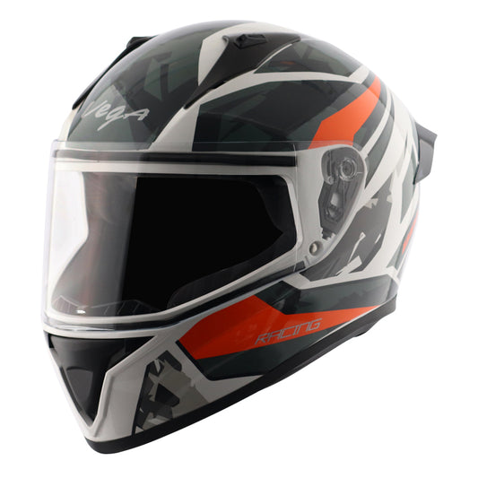 Vega Bolt Rapid White Orange Helmet - bikerstore.in