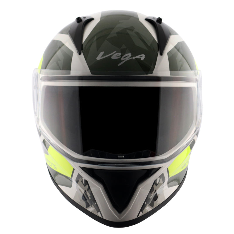 Vega Bolt Rapid White Neon Yellow Helmet - bikerstore.in