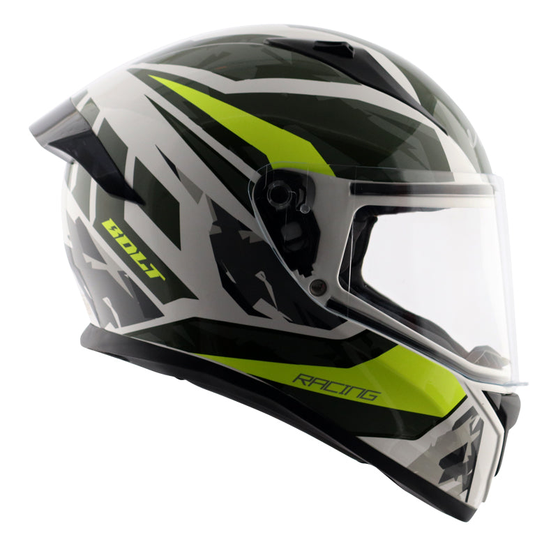 Vega Bolt Rapid White Neon Yellow Helmet - bikerstore.in