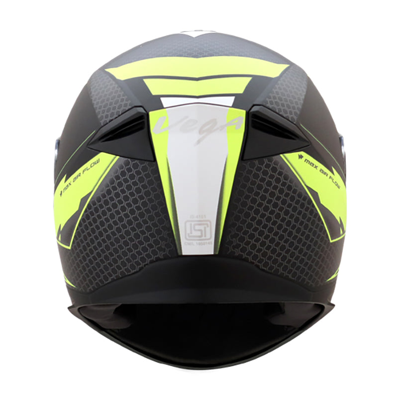 Vega Ryker D/V Bolder Dull Black Neon Yellow Helmet - bikerstore.in