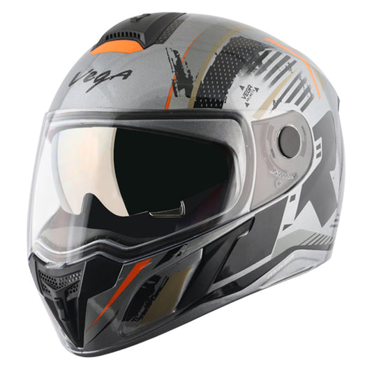 Vega Ryker D/V Attic Grey Black Helmet - bikerstore.in