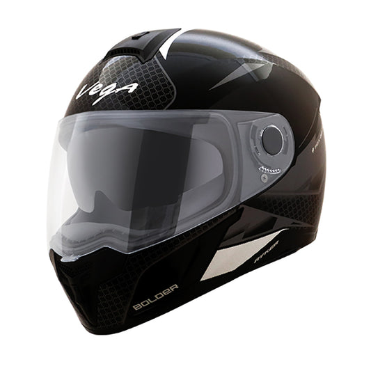 Vega Ryker D/V Bolder Black Silver Helmet - bikerstore.in