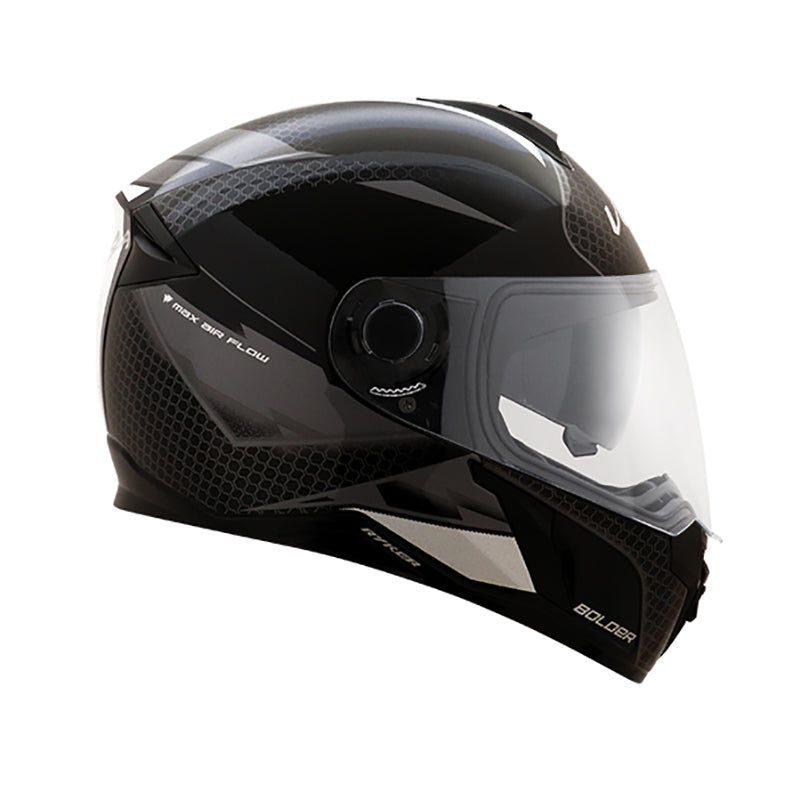 Vega Ryker D/V Bolder Black Silver Helmet - bikerstore.in