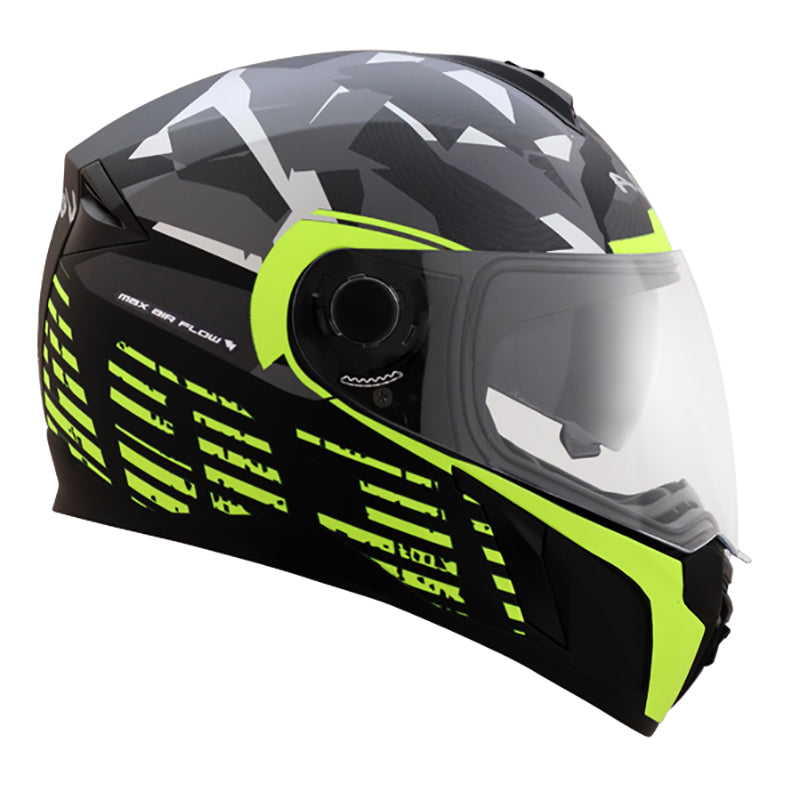 Vega Ryker D/V Camo Black Neon Yellow Helmet - bikerstore.in