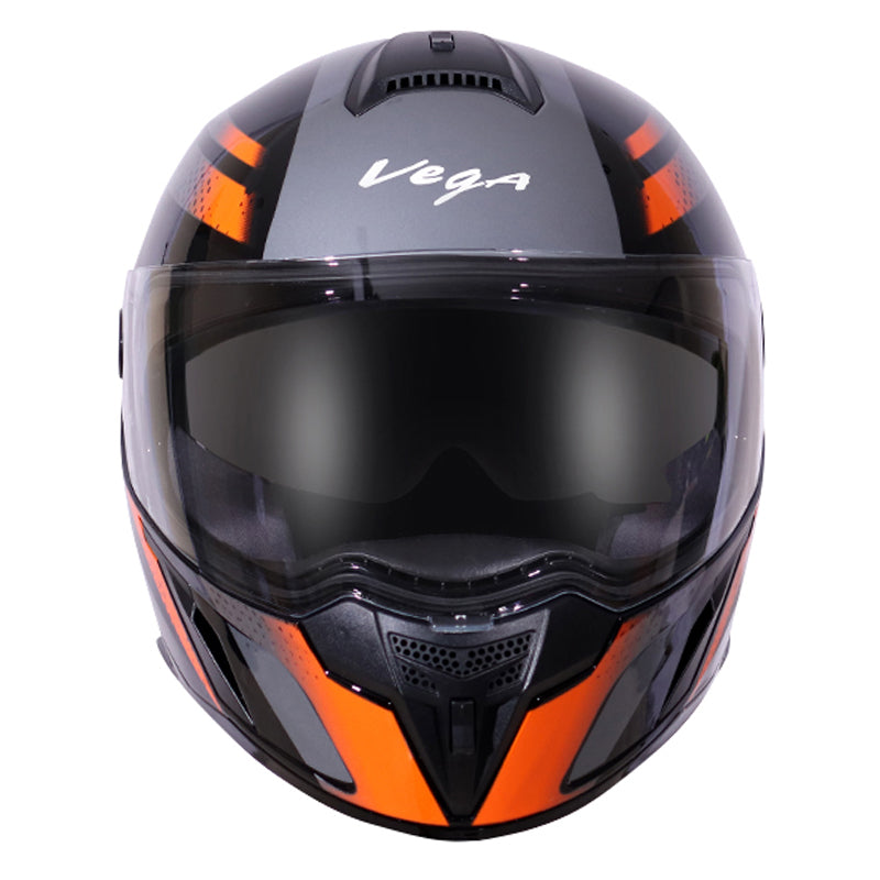 Vega Ryker D/V Diamond Black Orange Helmet - bikerstore.in
