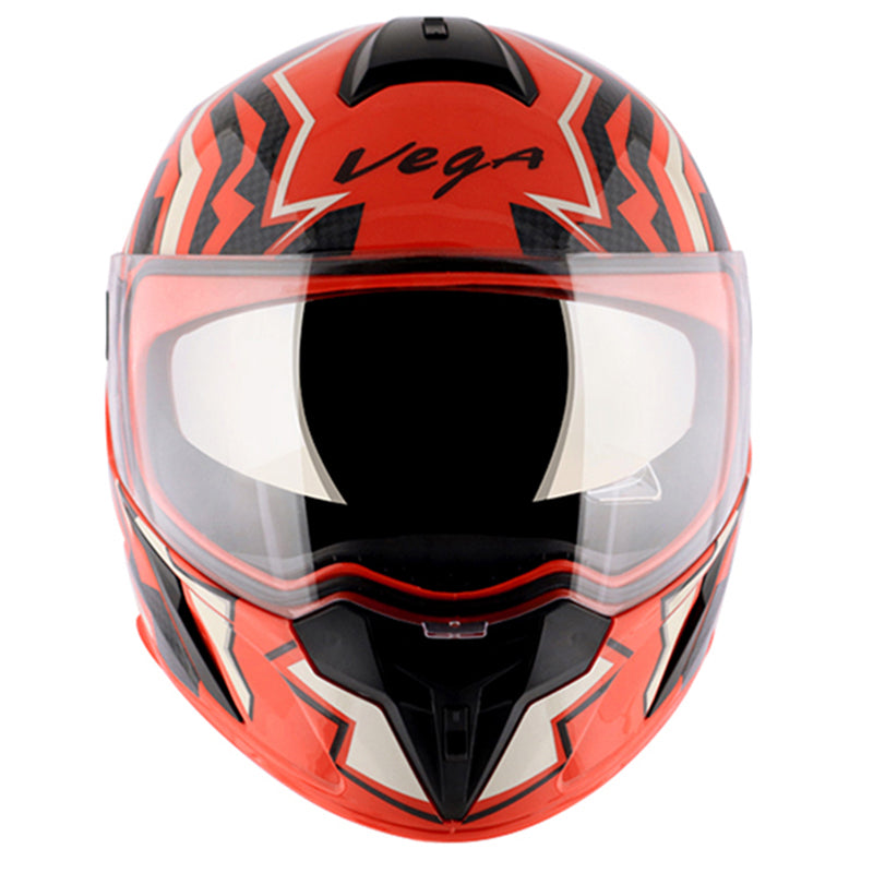 Vega Ryker D/V Elite Orange White Helmet - bikerstore.in