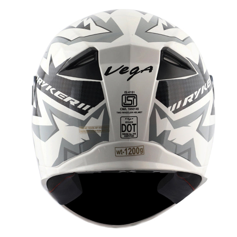 Vega Ryker D/V Elite White Grey Helmet - bikerstore.in