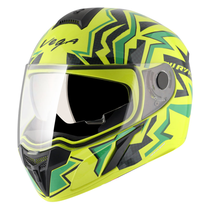 Vega Ryker D/V Elite Neon Yellow Green Helmet - bikerstore.in