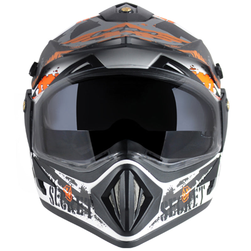 Vega Off Road D/V Secret Dull White Black Helmet - bikerstore.in