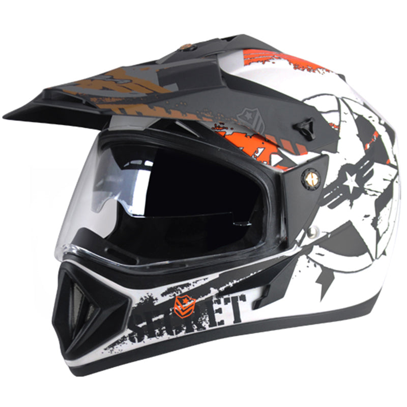 Vega Off Road D/V Secret Dull White Black Helmet - bikerstore.in