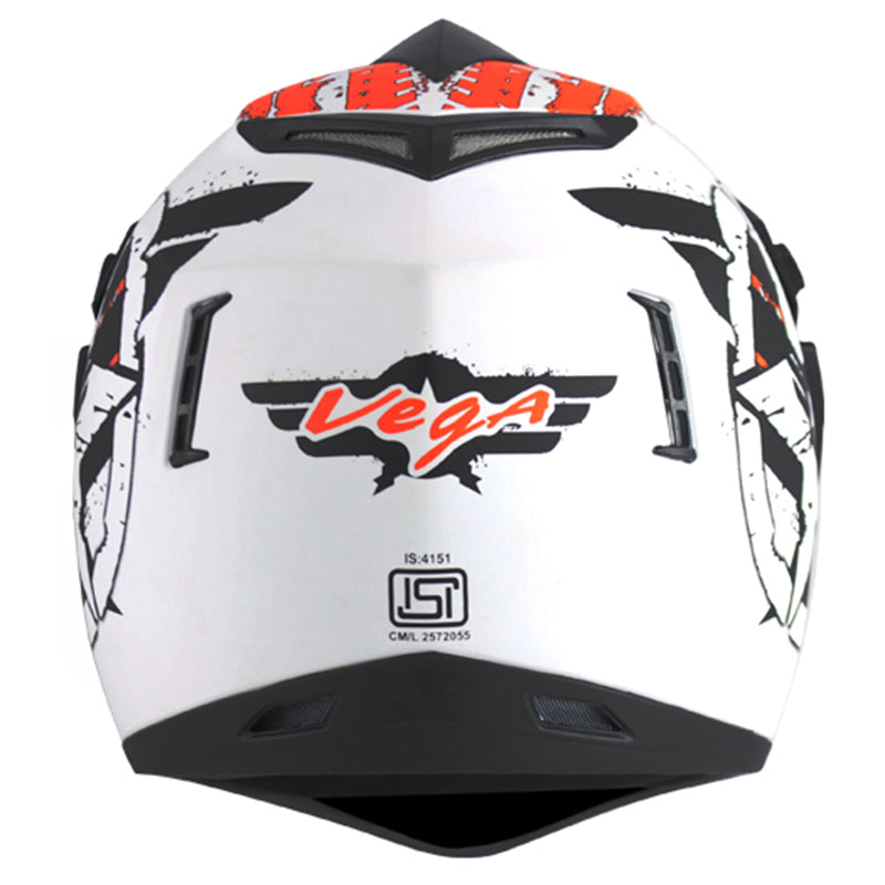 Vega Off Road D/V Secret Dull White Black Helmet - bikerstore.in