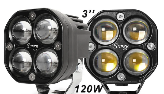 Super IMPORTED 4x4 Car/Bike LED FOG LIGHT ORIGINAL Super Bright Spot Flood Beam Driving Lamp for Motorcycle, Cars, Bikes & SUV (120W (2 * 60W), White Light, 2 PCS) - bikerstore.in