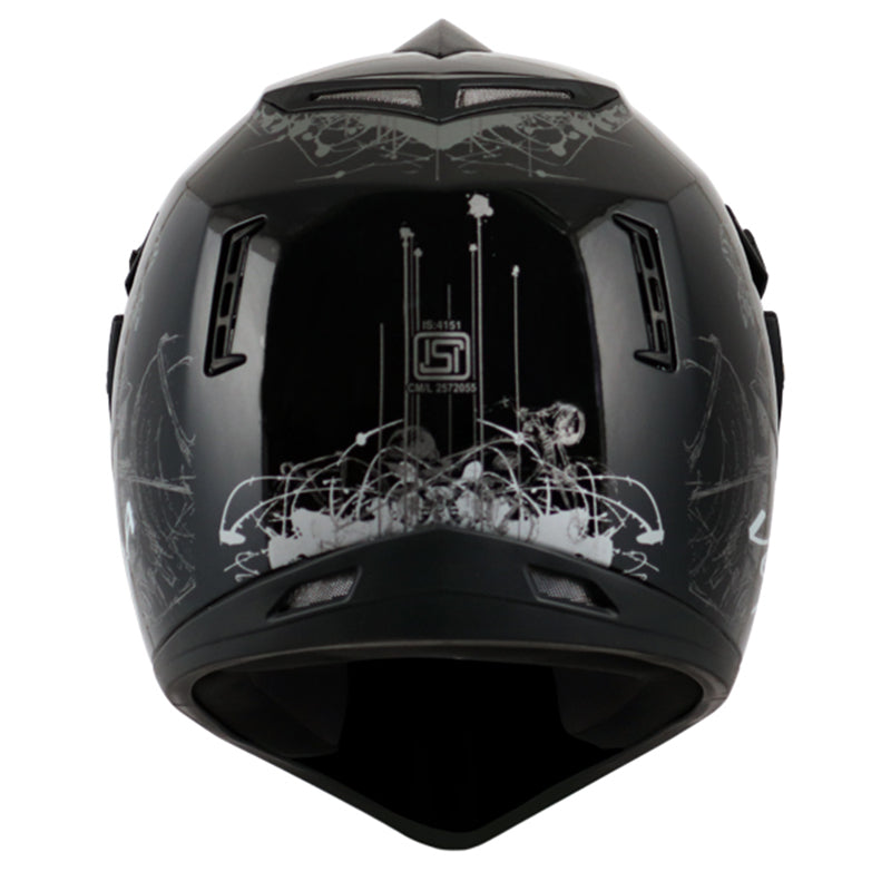 Vega Off Road D/V Sketch Black Silver Helmet - bikerstore.in