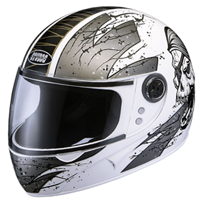 Studds Chrome D3 Decor White N4 Helmet - bikerstore.in