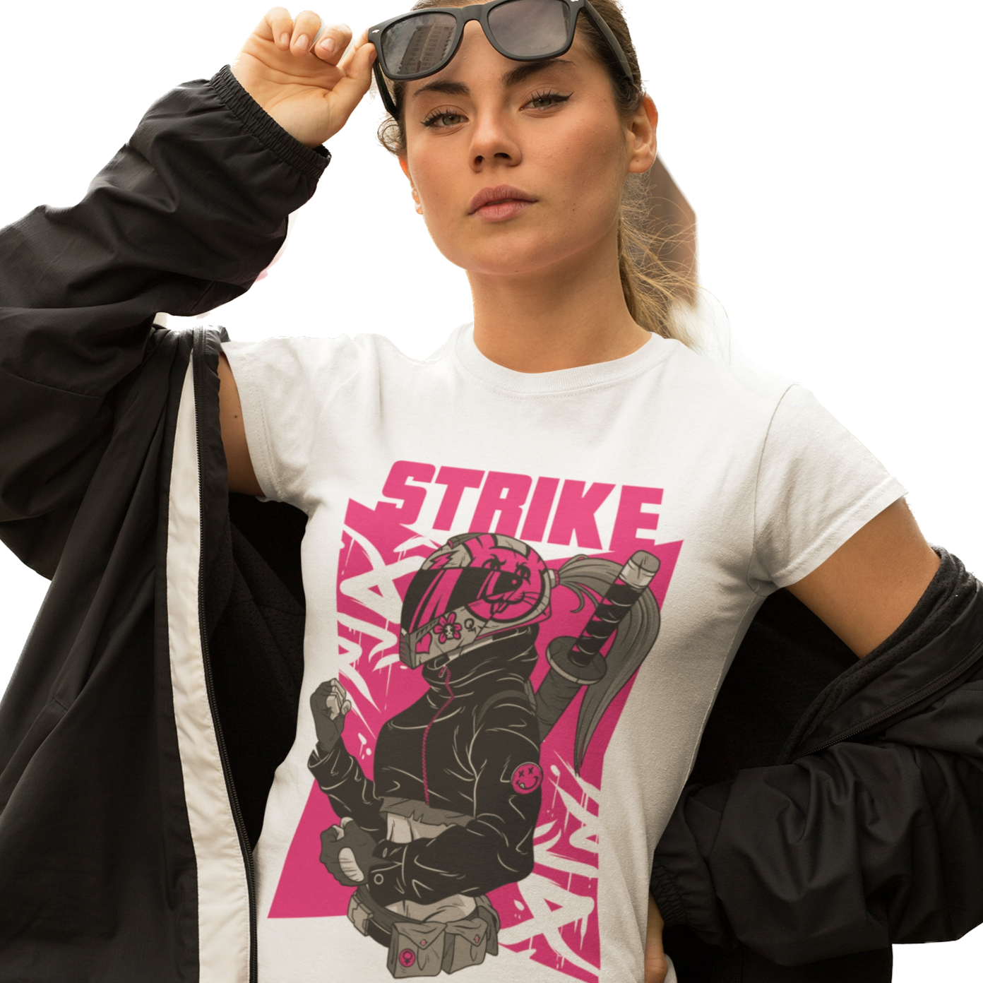 STRIKE T-Shirt for Women (Hot Pink Graphic) | BIKERSTORE.IN - bikerstore.in