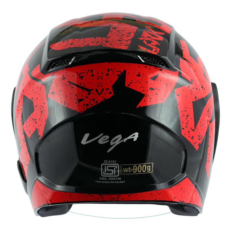 Vega Lark Victor Black Red Helmet - bikerstore.in