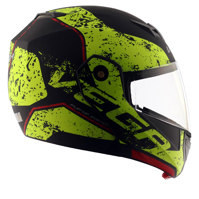 Vega Crux Dx Victor Dull Black Neon Yellow Helmet - bikerstore.in