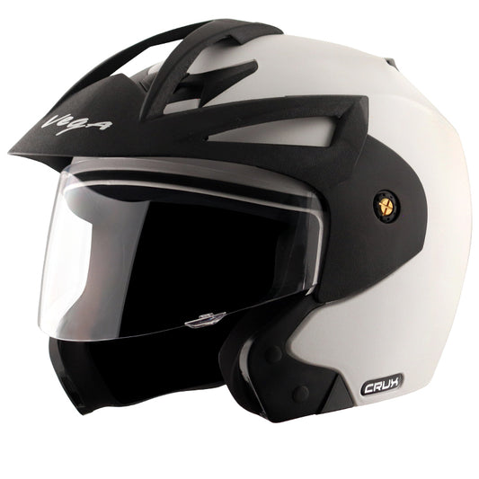 Vega Crux Open Face White Helmet - bikerstore.in