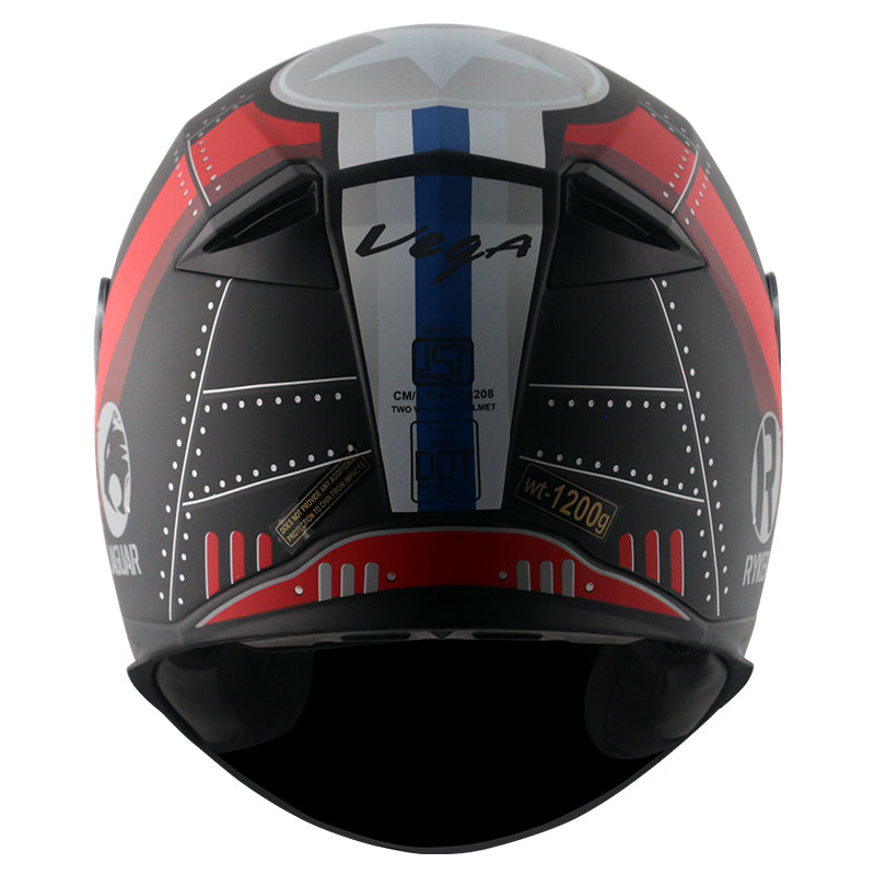 Vega Ryker D/V Wingman Dull Black Red Helmet - bikerstore.in