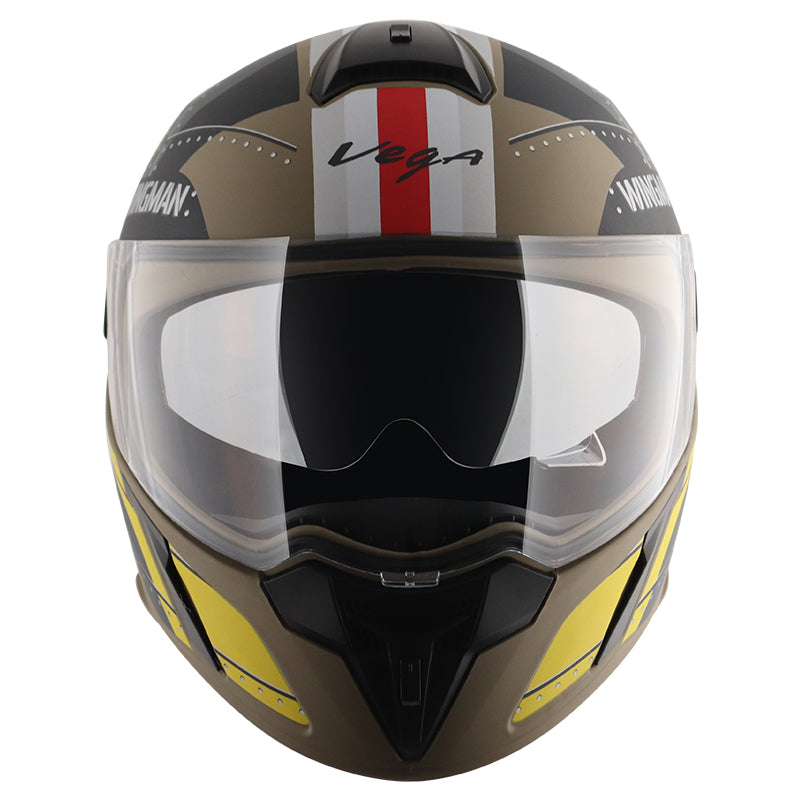 Vega Ryker D/V Wingman Dull Desert Storm Neon Yellow Helmet - bikerstore.in