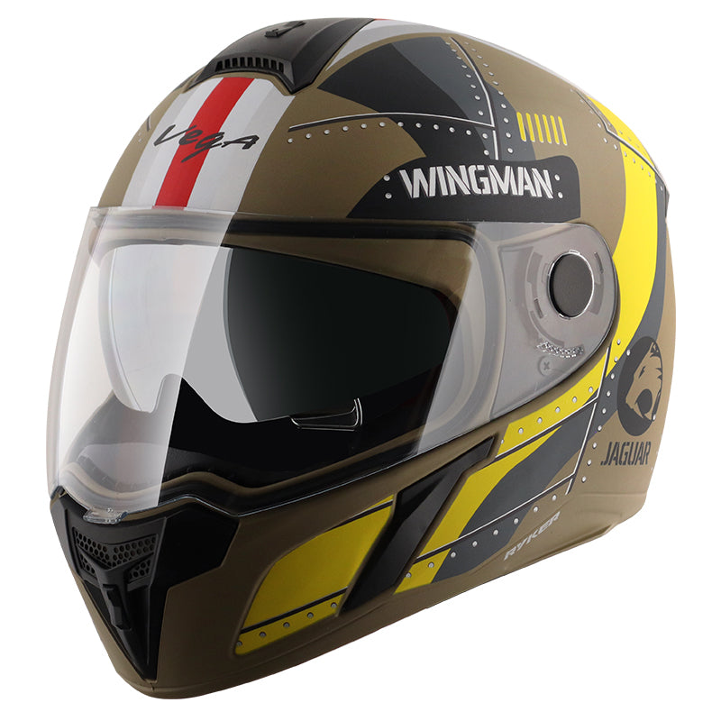 Vega Ryker D/V Wingman Dull Desert Storm Neon Yellow Helmet - bikerstore.in