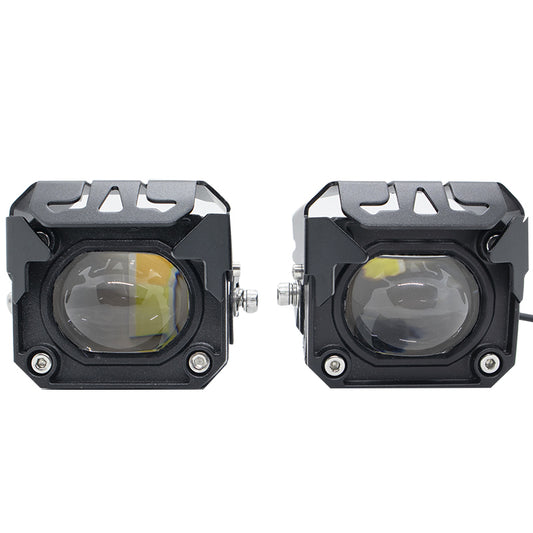 HJG Projector Box LED Fog light DUAL COLOUR ALL IN ONE LED FOG LIGHT 60W 12- 80V LIGHT FOR OFF ROAD SAFETY (Set of 2 with switch) - bikerstore.in