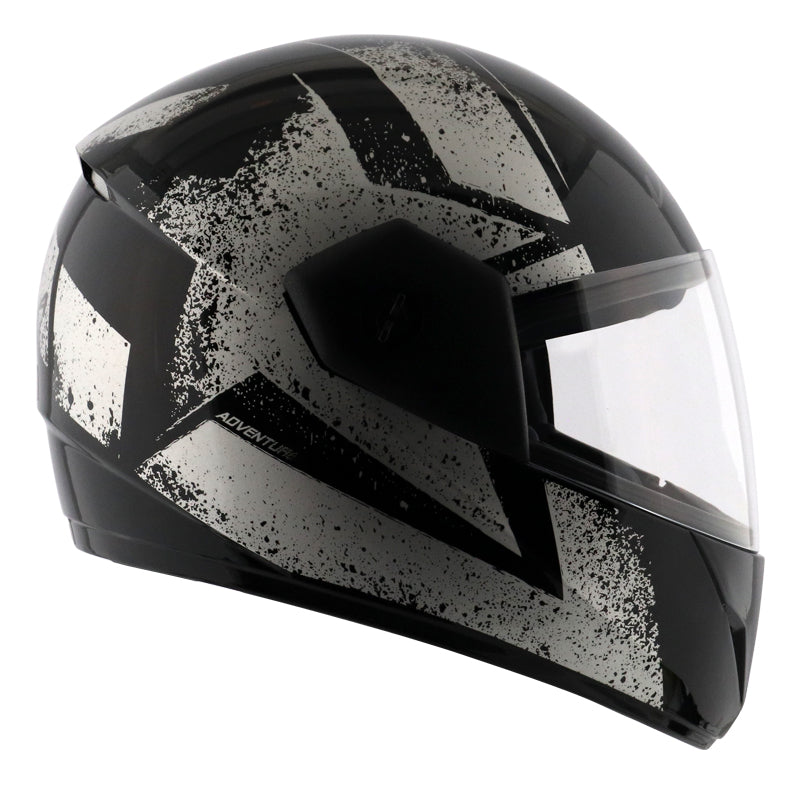 Vega Cliff Adventure Black Silver Helmet - bikerstore.in