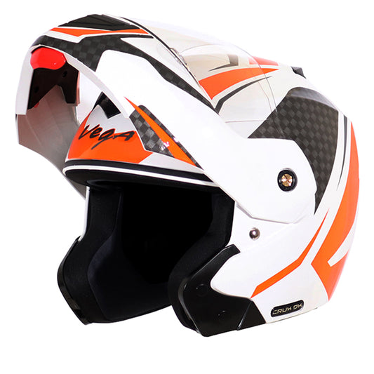Vega Crux Dx Checks White Orange Helmet - bikerstore.in