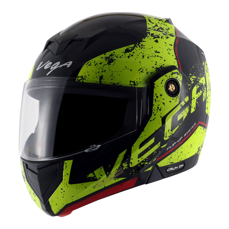 Vega Crux Dx Victor Black Neon Yellow Helmet - bikerstore.in
