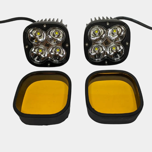 Hjg 4 Led Cree 60w Fog Light Auxiliary Light For All Motorcycles With Yellow Filter Cap (Set of 2) - bikerstore.in