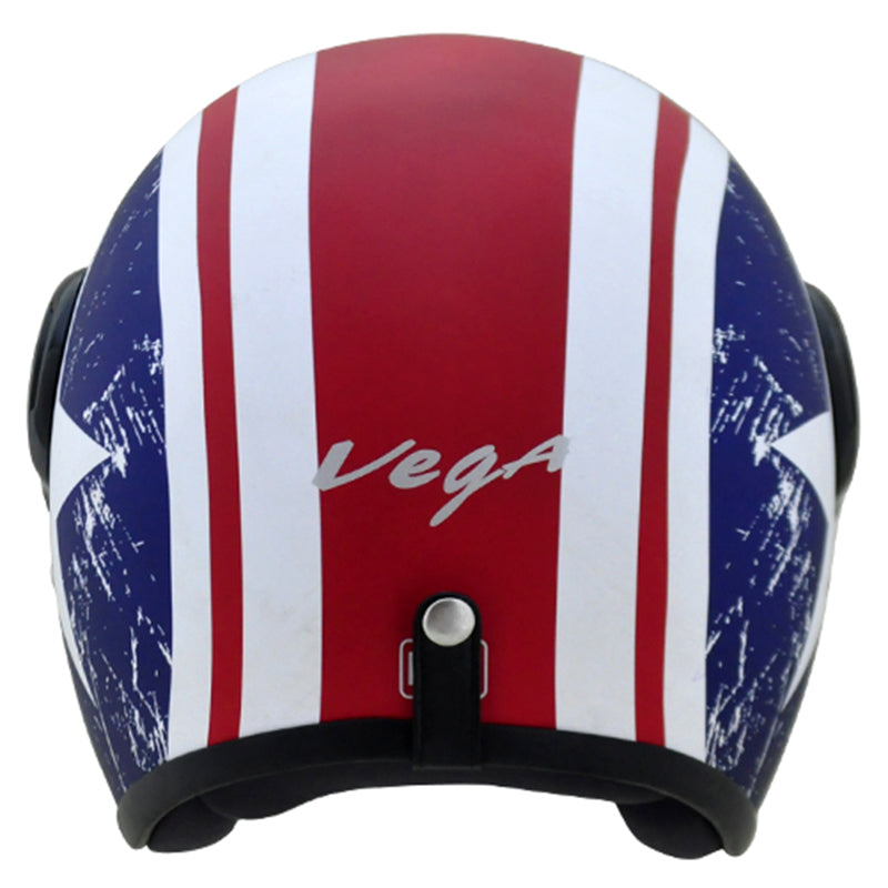 Vega JET Captain W/Visor Dull Red Metallic Blue Helmet - bikerstore.in