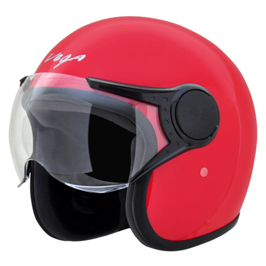 Vega JET W/Visor Red Helmet - bikerstore.in