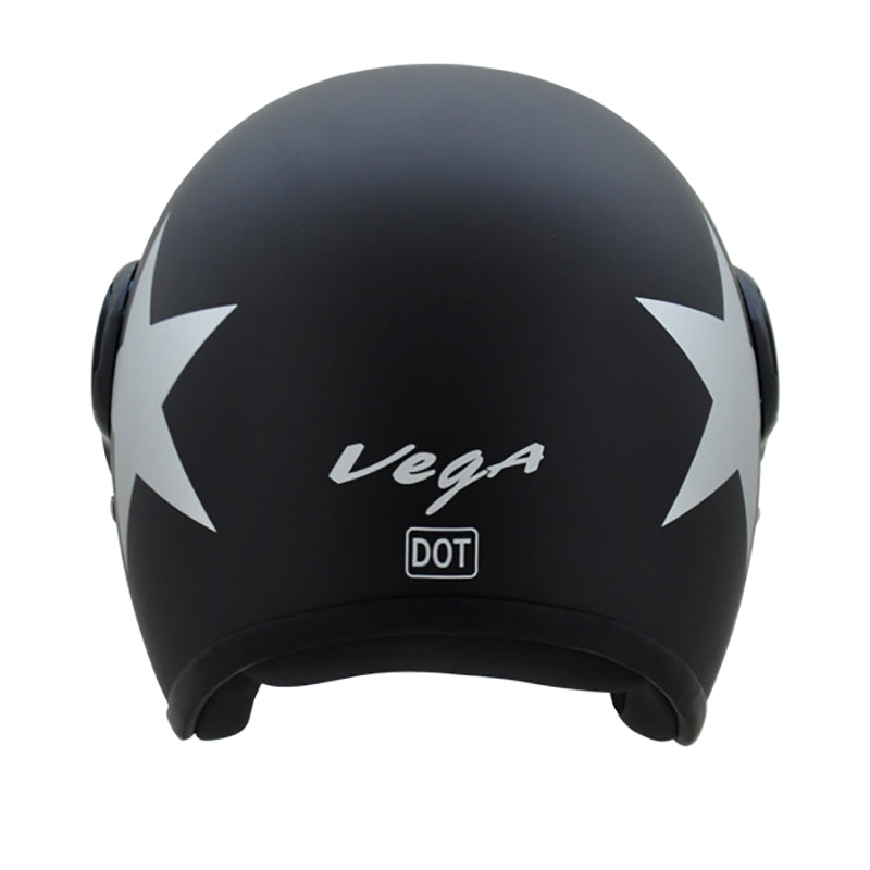 Vega Jet Star W/Visor Dull Black Silver Helmet - bikerstore.in