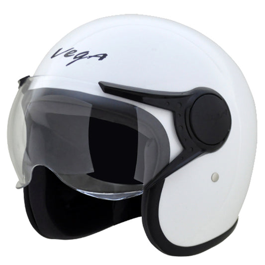 Vega JET W/Visor White Helmet - bikerstore.in