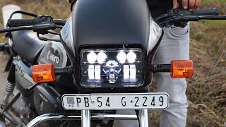 Splendor SKULL BHOOT DRL LED Projector Headlight Assembly Hi/Low Beam With BOSS DRL For Hero Splendor Plus, Splendor Pro, Splendor - bikerstore.in