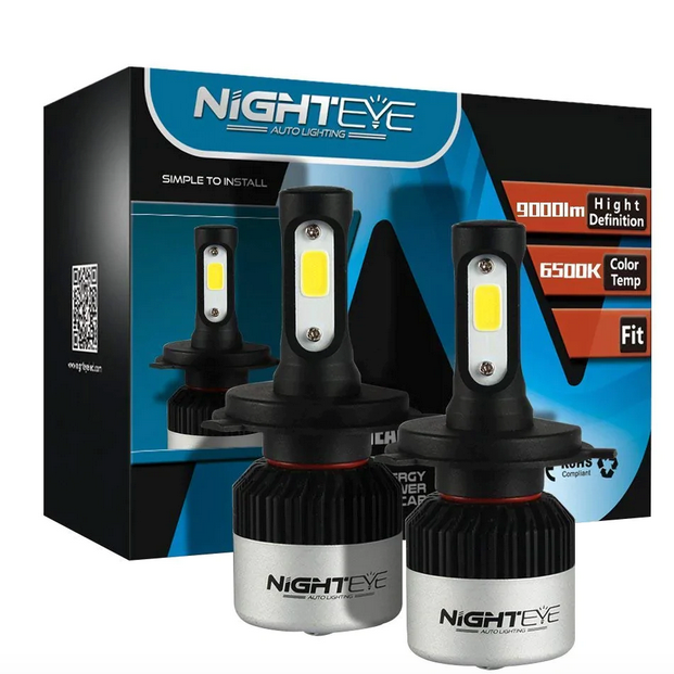 NIGHTEYE H4 LED Headlight Bulb for Car and Bike White, 72W, 2 Bulbs - Type H4 - bikerstore.in