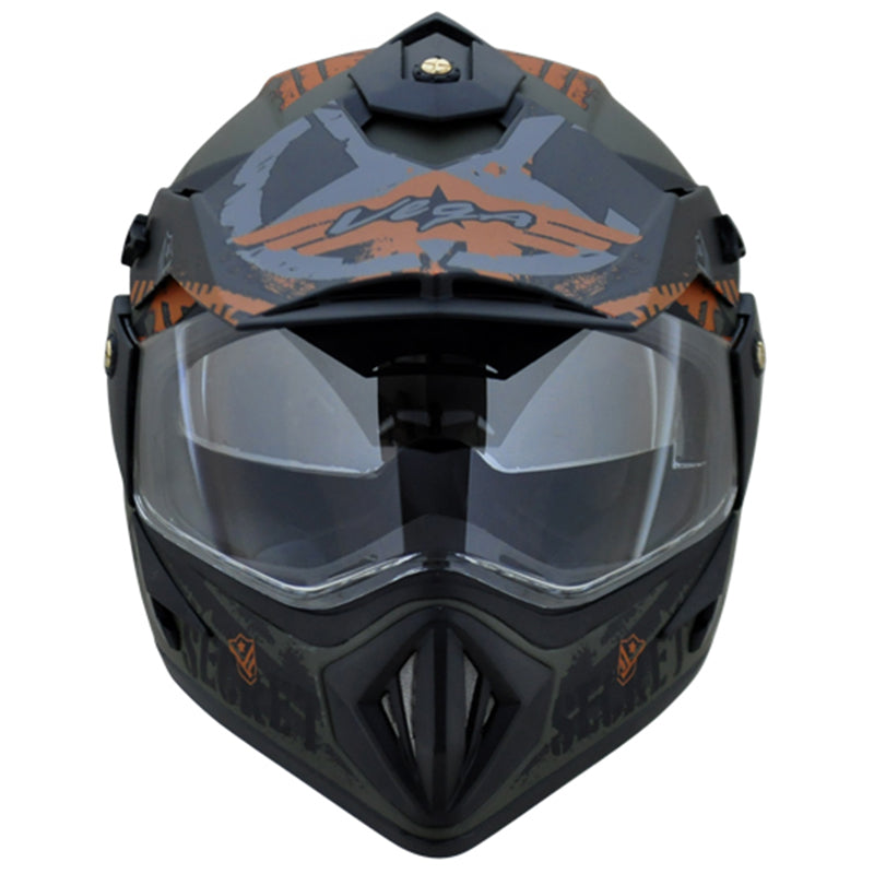 Vega Off Road D/V Secret Dull Green Black Helmet - bikerstore.in