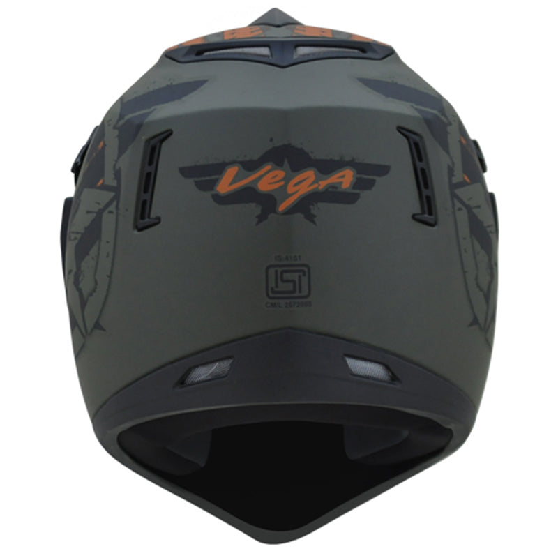 Vega Off Road D/V Secret Dull Green Black Helmet - bikerstore.in