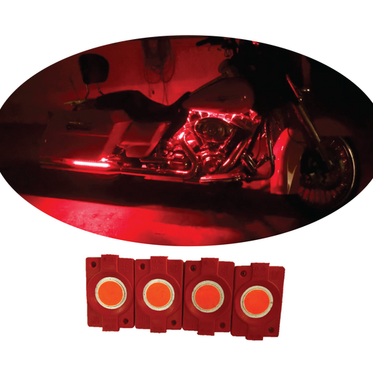 hjg Sunny Day RED IMPORTED Underglow PATCH LIGHTS (Front/Rear , Bike Body Lights) - PACK OF 4 - IP65 WATERPROOF DUSTPROOF SHOCKPROOF - Universal Decorative Light for all Motorbike, Car LED (1 - bikerstore.in